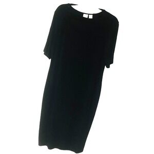 Chico's 3 Black Midi Dress LBD Minimalist Goth Whimsigoth Capsule Slinky Women L